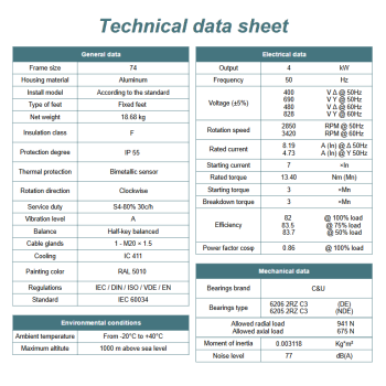 Silnik elektryczny MSC74 4,0kW 2850obr/min 400V Lewy